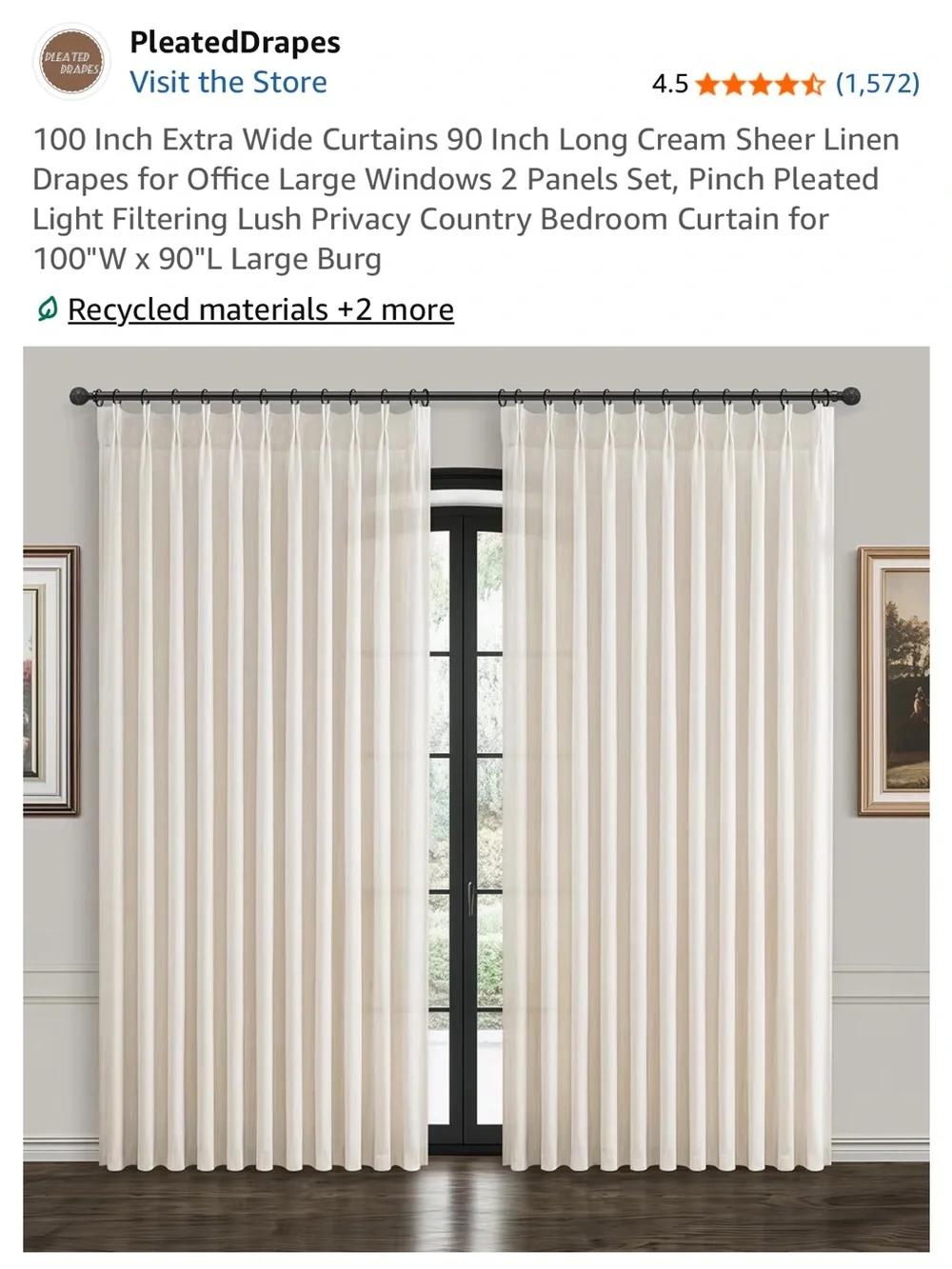 Like New Oversized Drapes 100” W x 90” L